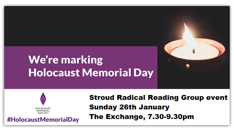 We're marking Holocaust Memorial Day image of candle, with event details as in text